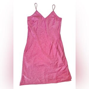 a new day Pink and White Polka Dot Satin Slip Dress Size Large